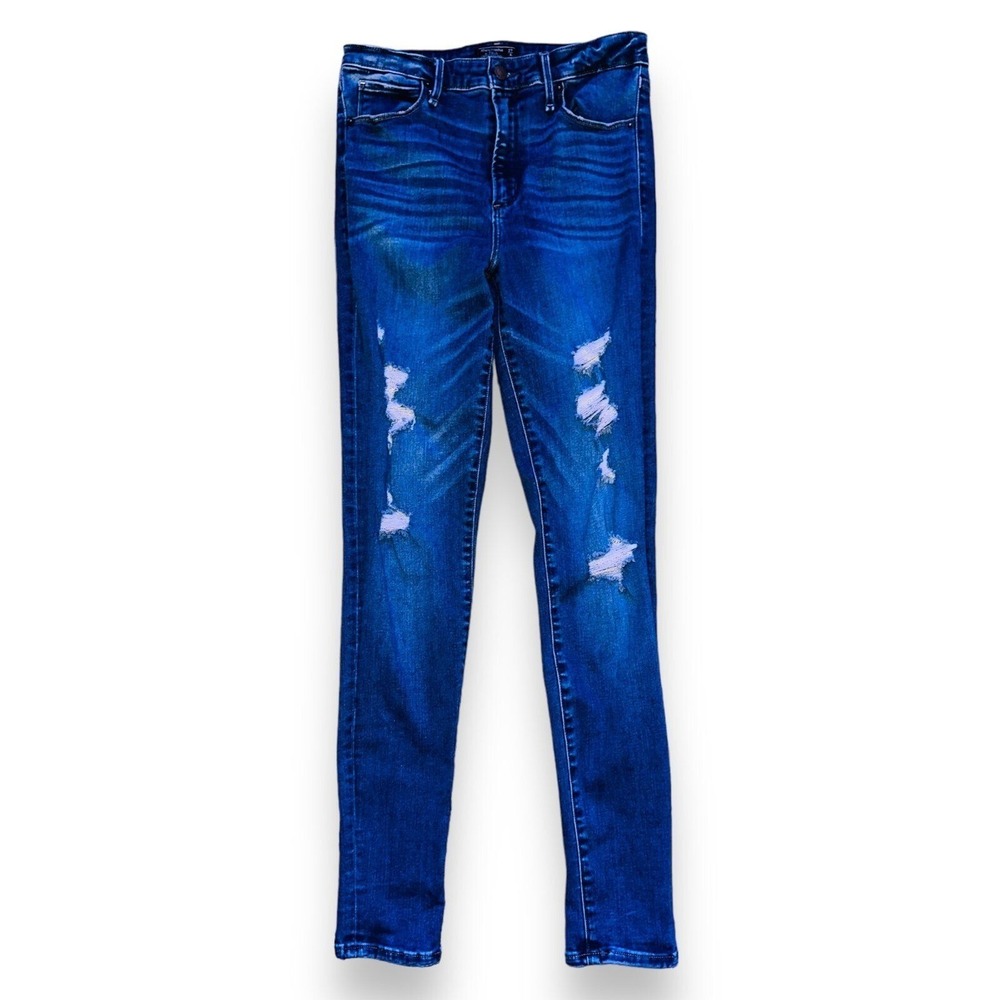 C6 AF Abercrombie Fitch High Rise Skinny Jeans Simone 27‎ 4 Distressd